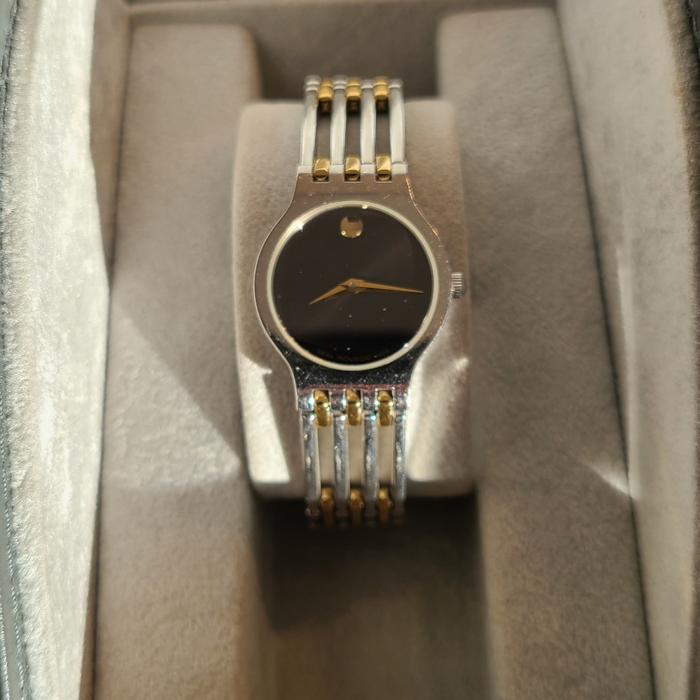 Movado esperanza ladies watch_2 toned black dial
